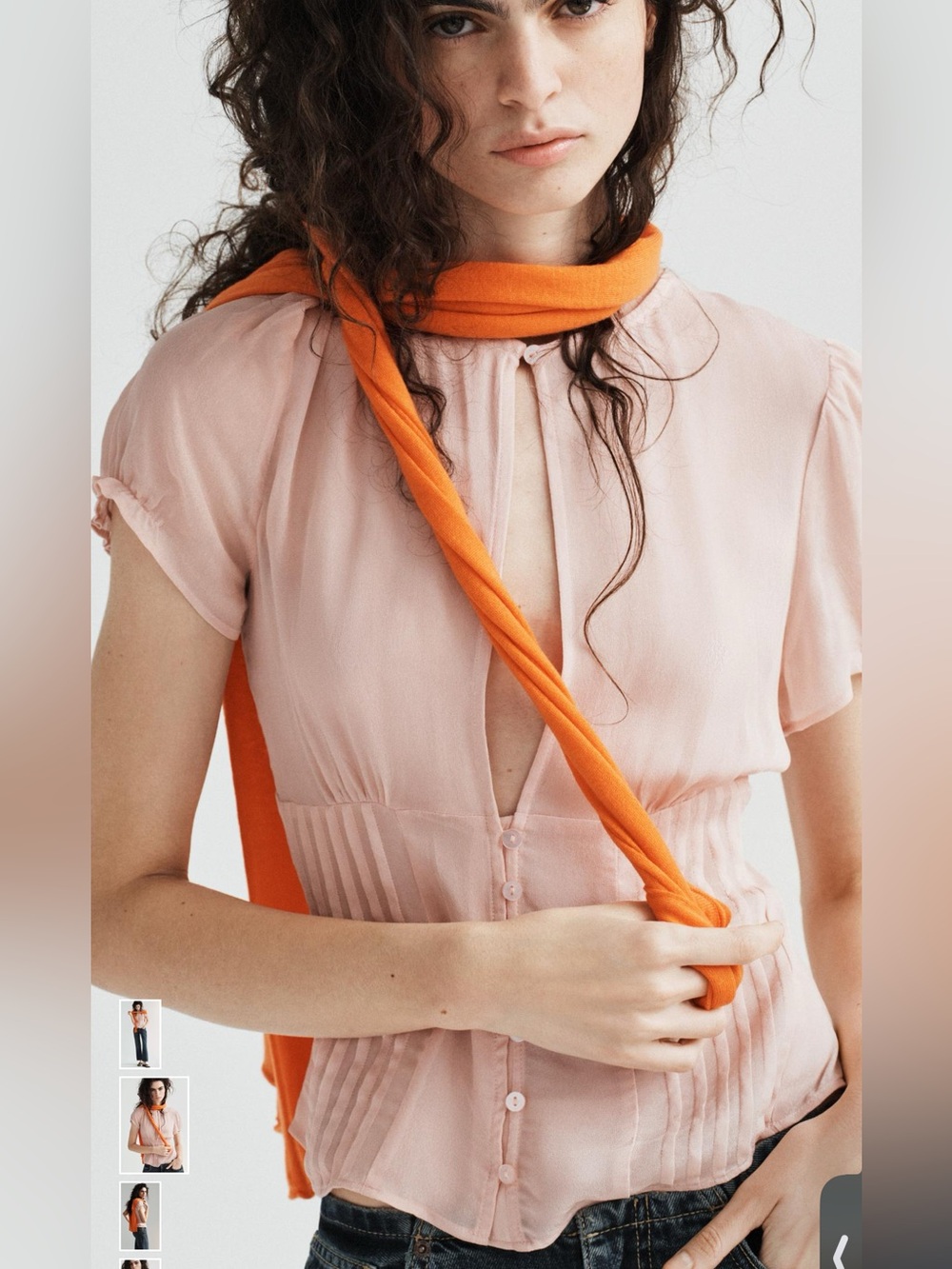 ZARA NWT SEMI-SHEER GEORGETTE TOP in pastel pink